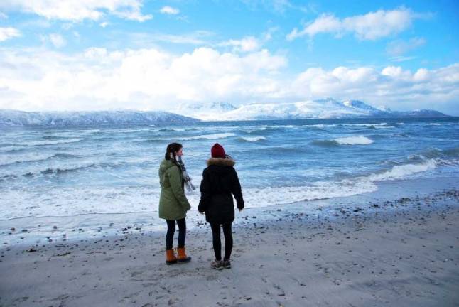Students on the beach in Norway